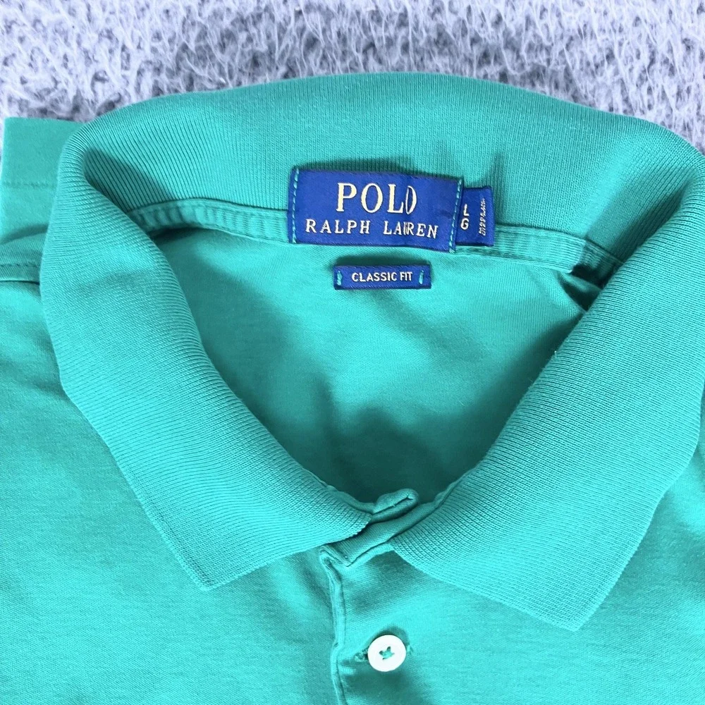 Polo Ralph Lauren Polo Shirt Mens Large Lot Of 2 Green Yellow Classic Fit Cotton
